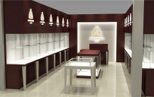 What is the position of the design drawing of the jewelry booth in the production?