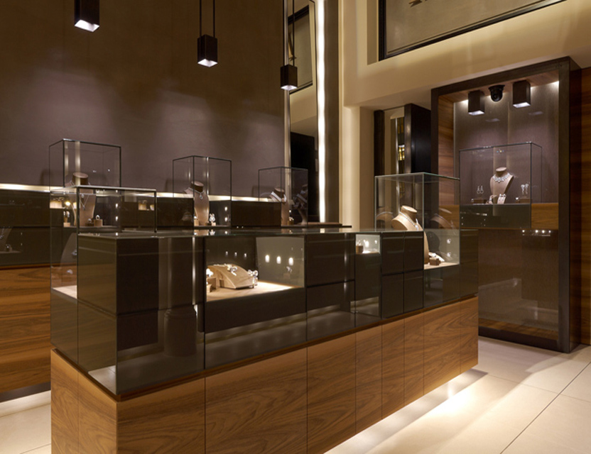 Luxury commercial jewelry display shop interior design for retail ...