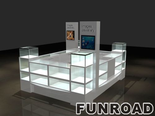 Luxury showroom designs jewelery kiosk for sale gold jewelry display kiosk store interior design with led lighted