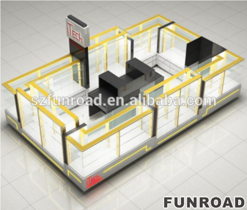 Wooden retail mobile phone accessories kiosk with display counter