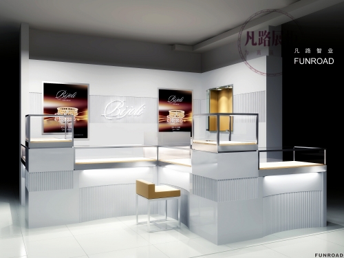 White Wooden Display Showcase for Jewelry Brand Store Decor