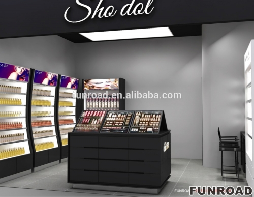 High quality make up island display showcase cosmetic store furniture