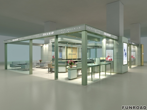 2018 shopping mall jewelry kiosk rendering jewelry glass showcase