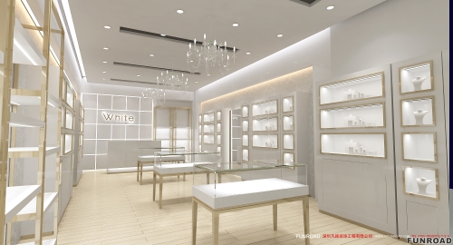 High end display cabinet manufacturer jewelry shop interior design in funroad