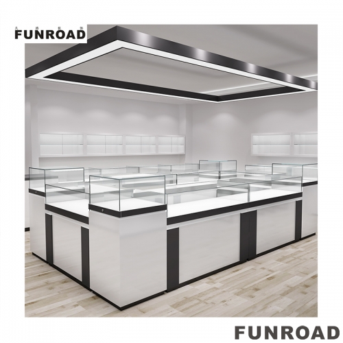 Luxurious Jewelry Shop Interior Decoration Counter Jewellery Glass Showcases Cabinet for Sale