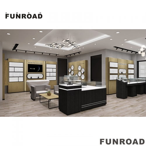 High End Quality Jewelry Store Interior Display Cabinet Wooden Glass Jewelry Shop  Showcases 