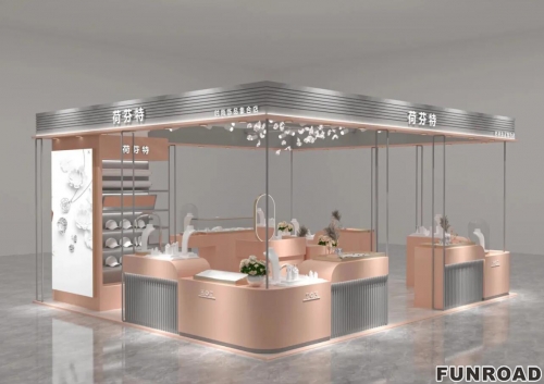 Funroad Jewelry Store Glass Showcase Display Luxury Jewellery Display Cabinet with Light Jewelry Kiosks for Mall