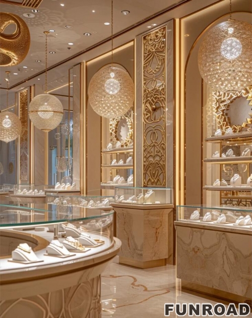 Funroad Customized deign jewelry store luxury jewelry display showcase for jewelry shop