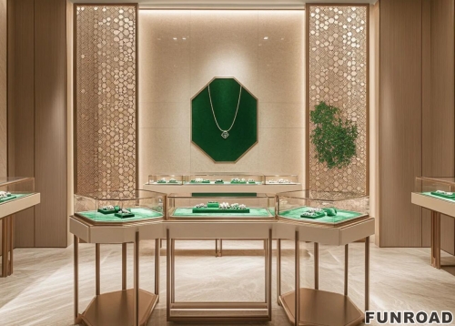 Funroad New design cosmetic led marble jewellery counter top displays glass cabinet used jewelry display showcase