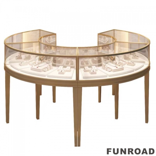 Funroad Customized Jewelry Display Showcase with Table and Storage cabinet for Jewelry Store Display