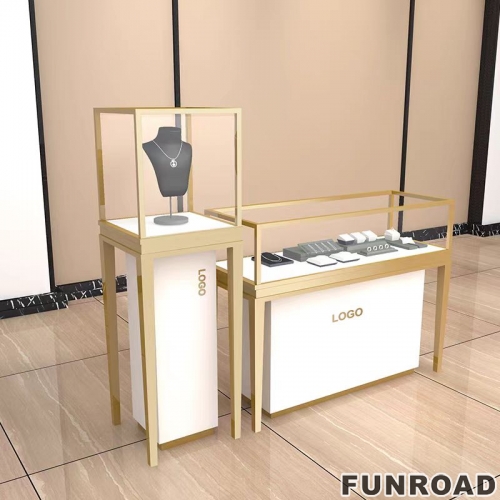 Funroad Customized Rectangle Jewellery Display Showcase Boutique Glass Jewelry Display Table for Jewelry Shop