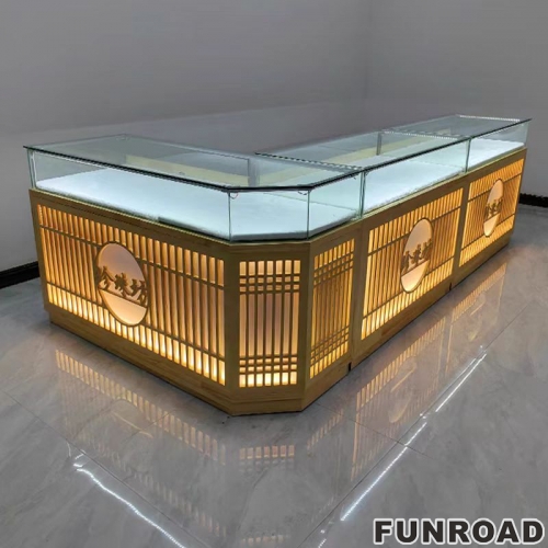 Funroad High End Customized Jewelry Display Showcase with Table and Storage cabinet for Jewelry Store Display