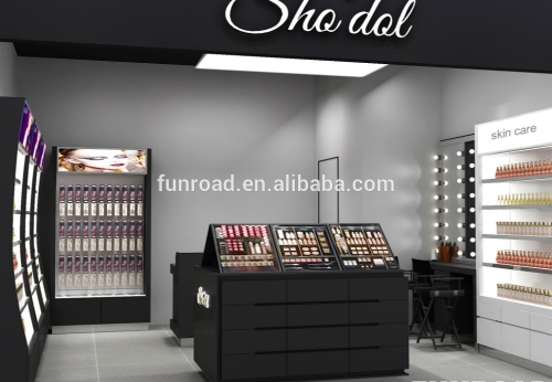 High quality make up island display showcase cosmetic store furniture