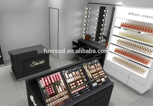 High quality make up island display showcase cosmetic store furniture