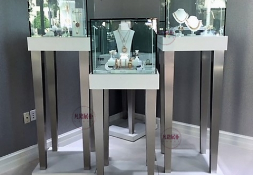 European minimalist jewelry store display cabinet renderings