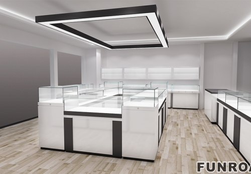 Luxurious Jewelry Shop Interior Decoration Counter Jewellery Glass Showcases Cabinet for Sale