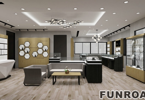 High End Quality Jewelry Store Interior Display Cabinet Wooden Glass Jewelry Shop  Showcases 