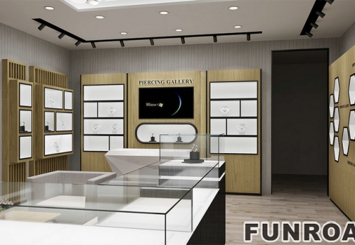 High End Quality Jewelry Store Interior Display Cabinet Wooden Glass Jewelry Shop  Showcases 