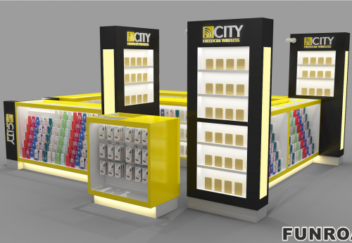 Professional Design Mobile Phone Display Counter Showcase With Led Light Mobile Phone shop design