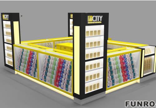 Professional Design Mobile Phone Display Counter Showcase With Led Light Mobile Phone shop design