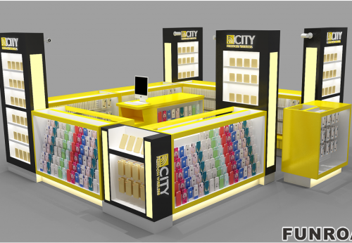 Professional Design Mobile Phone Display Counter Showcase With Led Light Mobile Phone shop design