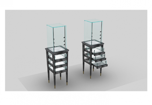 Jewelry store standing counter customization luxury glass display cabinet necklace ring display rack