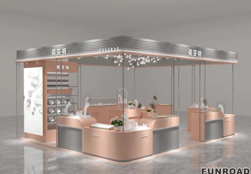 Funroad Jewelry Store Glass Showcase Display Luxury Jewellery Display Cabinet with Light Jewelry Kiosks for Mall