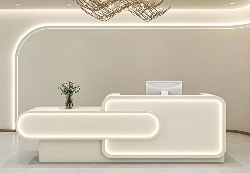 Custom Modern Company Reception Desk Hotel Restaurant Lobby Reception Desk LED for Foot Bath Gym Health Salon Store Cashier Bar